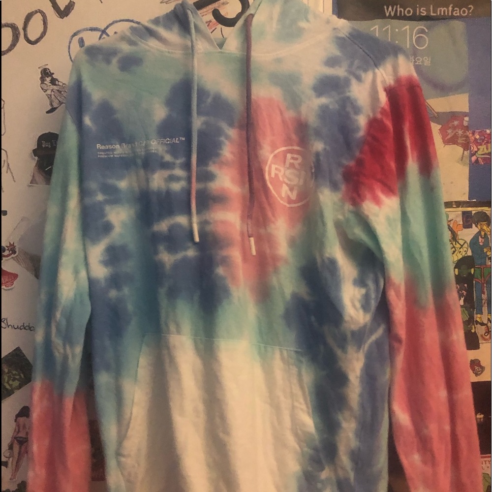 Men Tie Dye Pullover Fleece Drawstring Hoodie